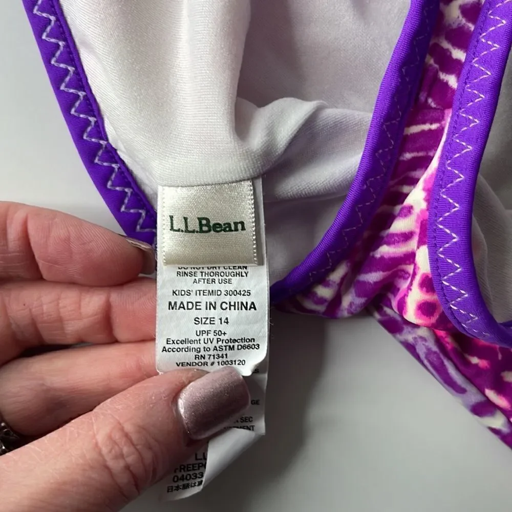 LL Bean one piece bathing suit.  Size Girls 14.  UPF 50+ protection.  EUC.